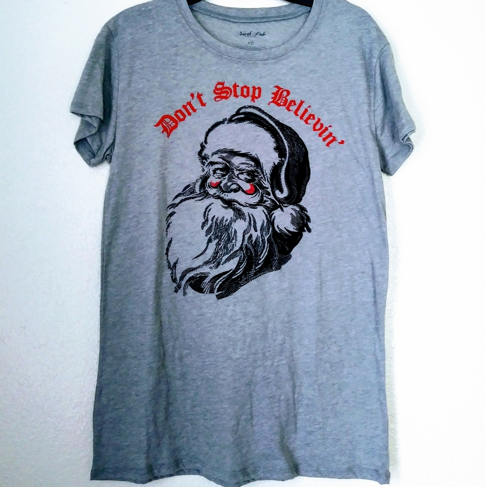 Don't stop believin' Christmas shirt xs nwt